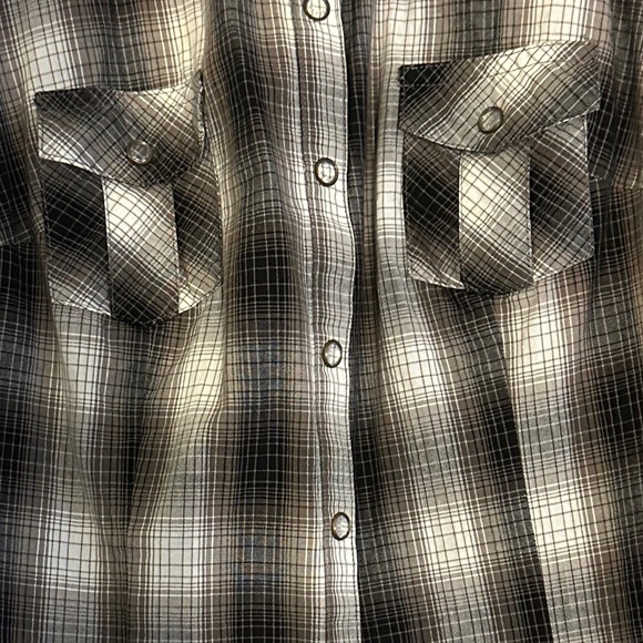 Ladies Guess Plaid Snap Down Western Blouse M - Picture 6 of 7